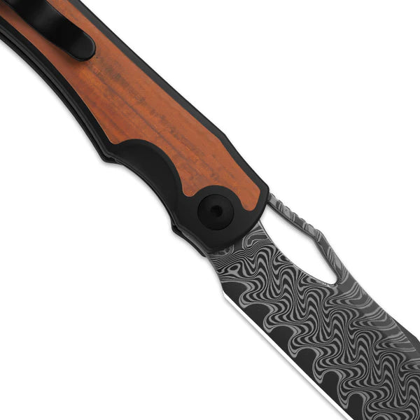KIZER Allure Damascus Blade Titanium Wood Liner Lock 3.5"