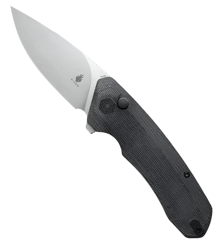 KIZER Invictus 154cm Blade Micarta Black & Button Lock 3.22"