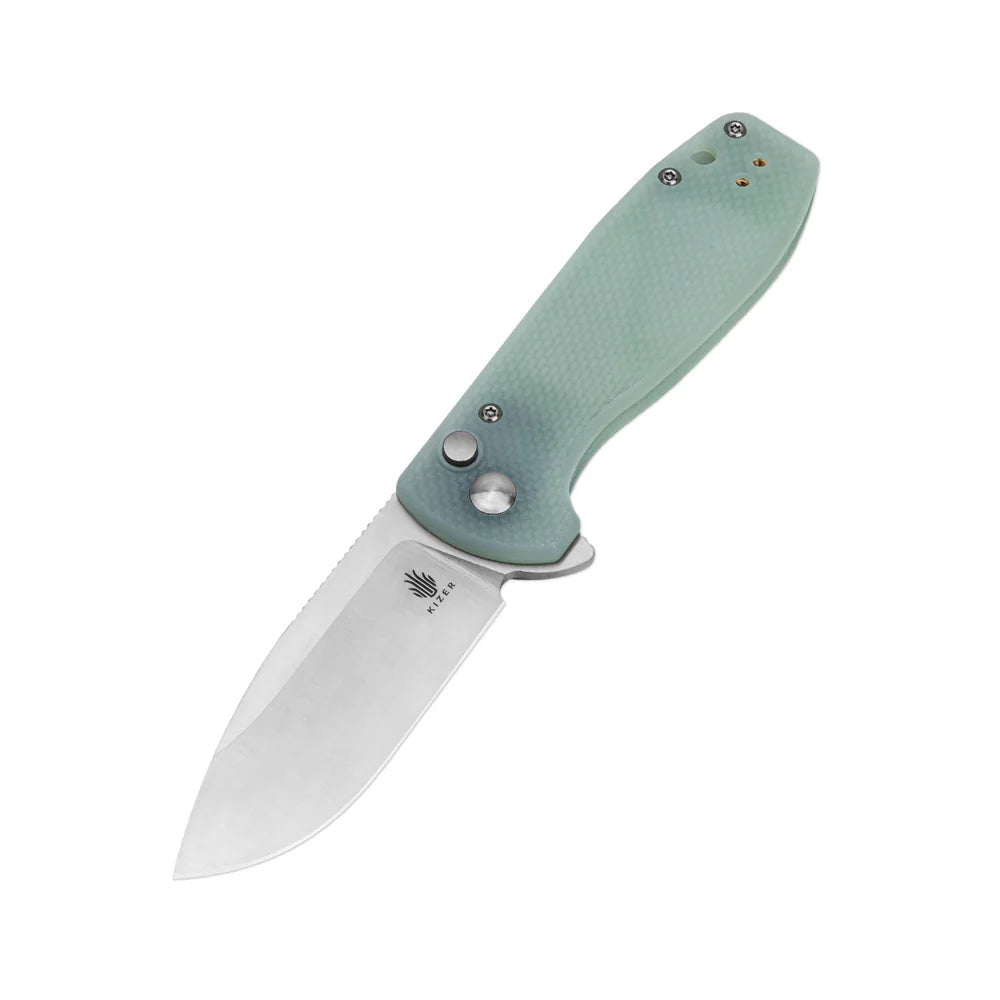 KIZER Amicus 9CR18MOV Blade G10 & Button Lock 2.9"