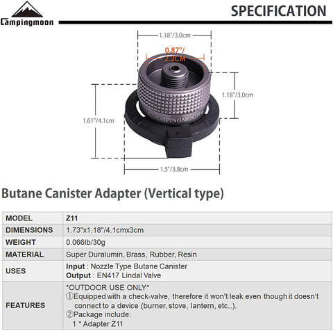 Campingmoon Butane Gas Adapter