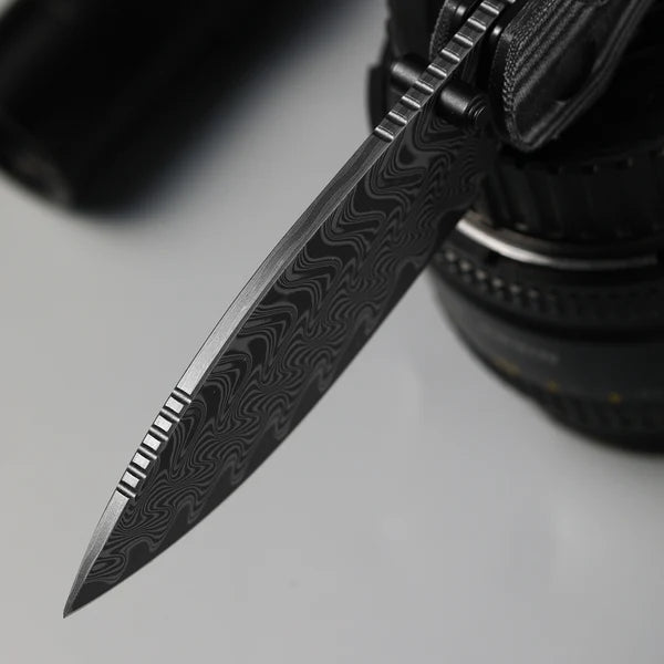 KIZER PHOCA CD Damascus Blade MKURUTI Wood Clutch Lock 2.95"