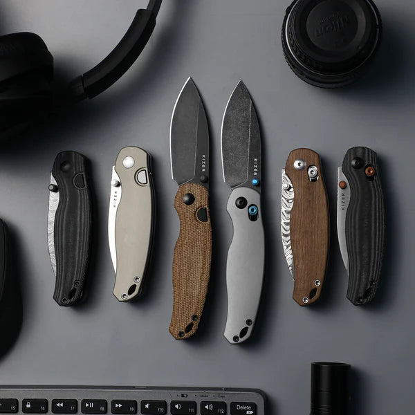 KIZER PHOCA CD Damascus Blade MKURUTI Wood Clutch Lock 2.95"