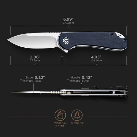 CIVIVI Elementum Flipper Knife G10 Handle