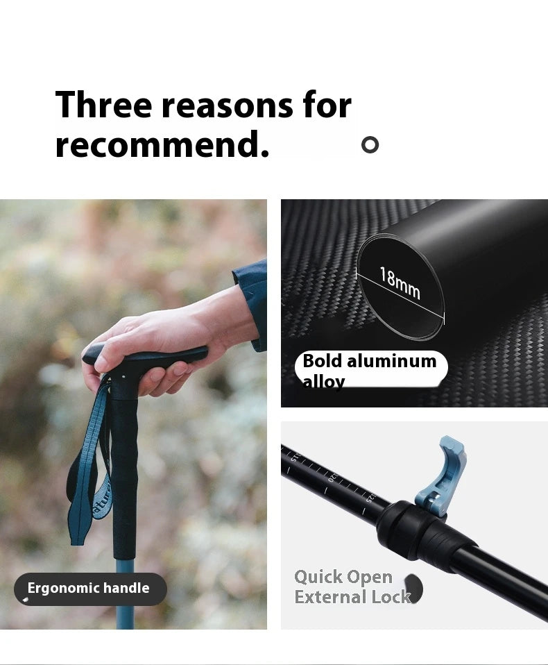 Naturehike Hoar Base Aluminum 3-Section T-Shaped Trekking Pole 64-125cm