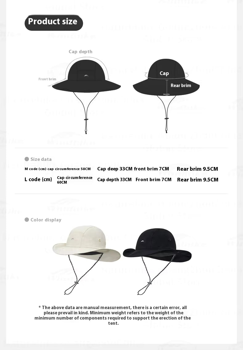 Naturehike Waterproof Wide-Brim Fisherman’s Hat – Black