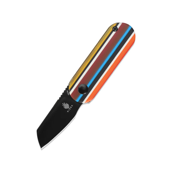 KIZER Mini Bay Black Blade Serape G10 & Steel Liner 1.9