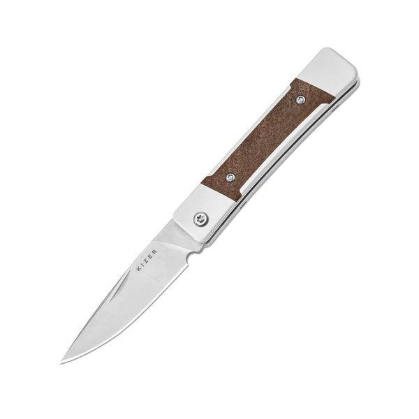 KIZER Little Grand Nitro-V Blade Aluminum Mkuruti Wood Handle 2.52