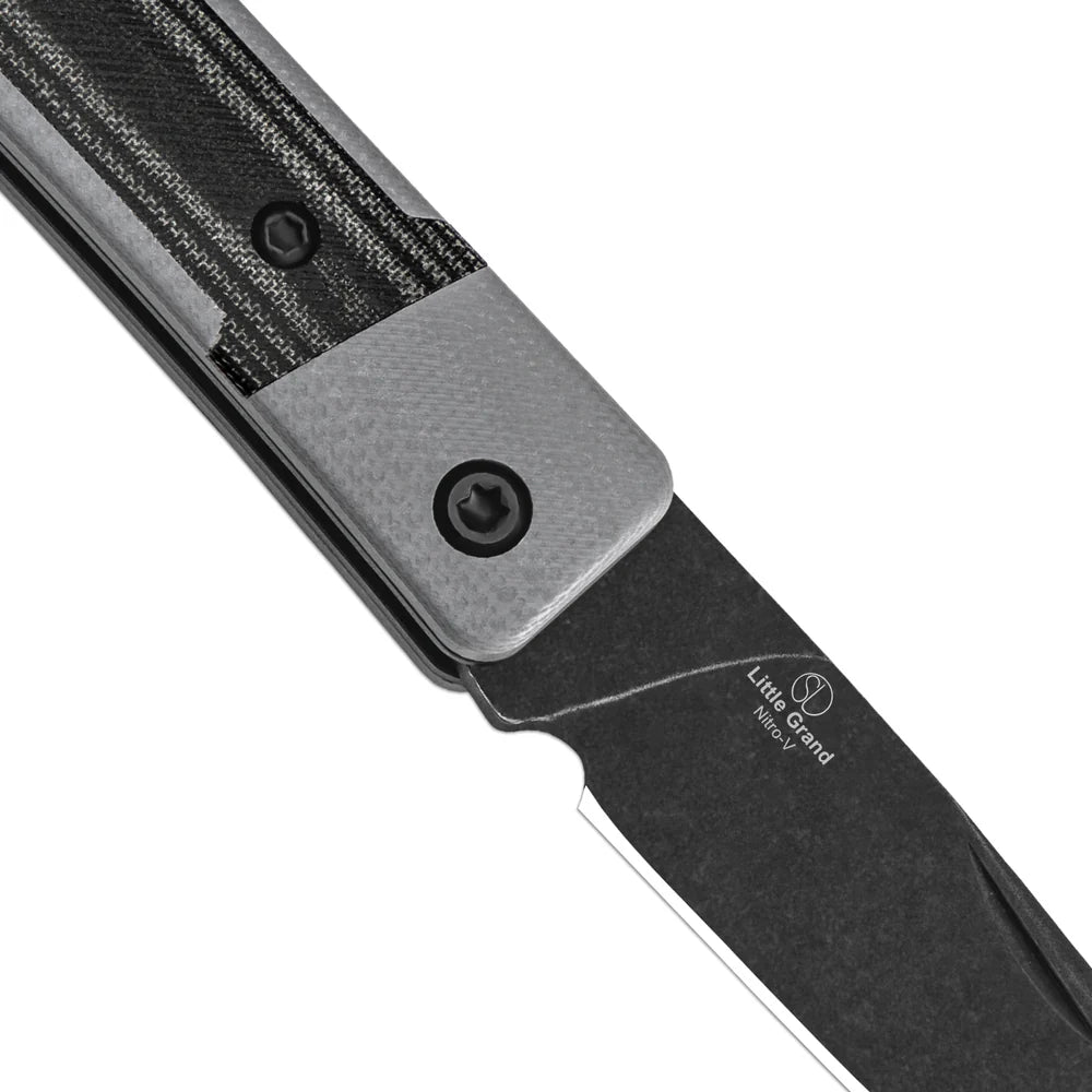 KIZER Little Grand Nitro-V Blade Grey G10 Micarta Handle 2.52"