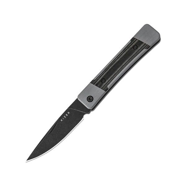 KIZER Little Grand Nitro-V Blade Grey G10 Micarta Handle 2.52