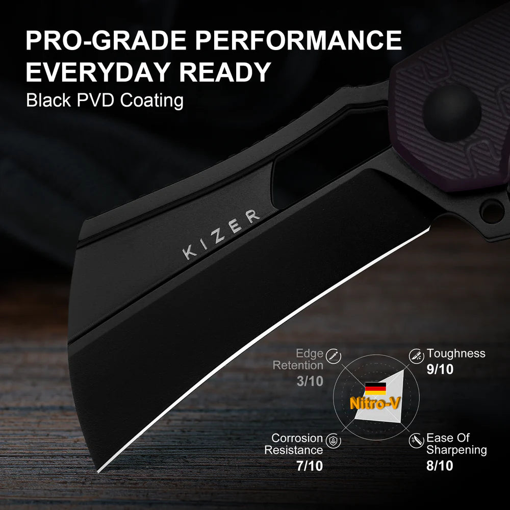 KIZER Dodo Nitro-V Blade Black PVD Coating Handle Liner Lock 2.19"