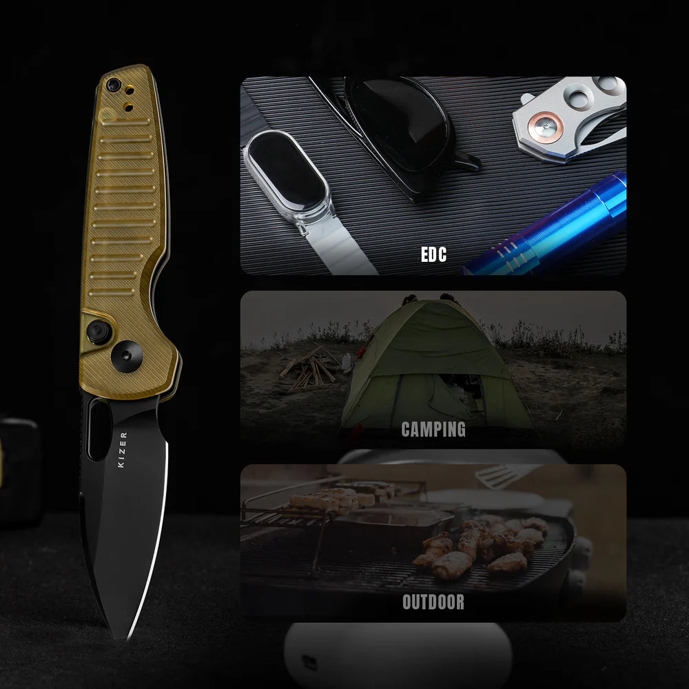 KIZER Parakeet Nitro-V Blade Pei Handle Button Liner Lock 2.46"