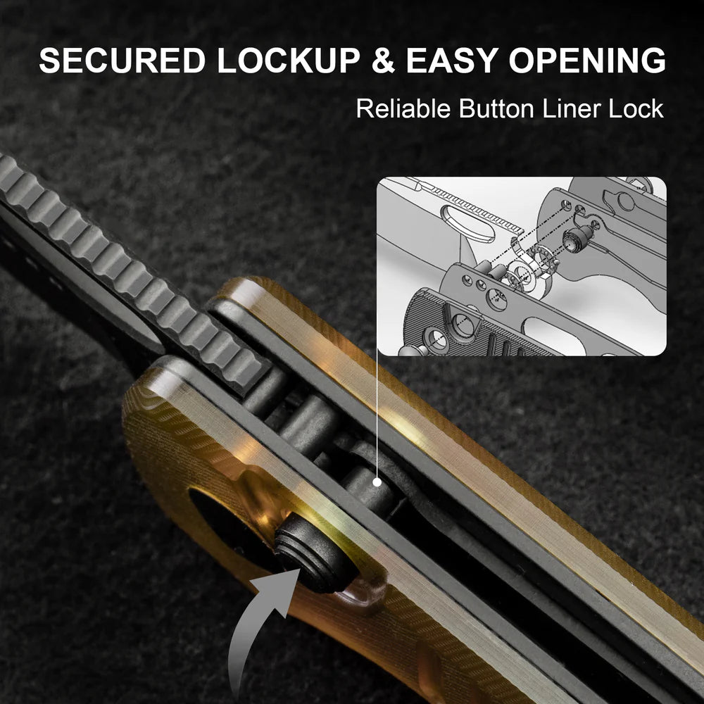 KIZER Parakeet Nitro-V Blade Pei Handle Button Liner Lock 2.46"