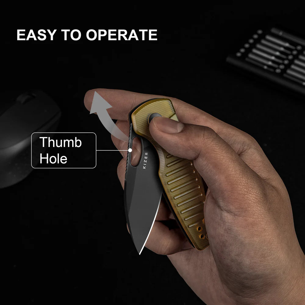 KIZER Parakeet Nitro-V Blade Pei Handle Button Liner Lock 2.46"