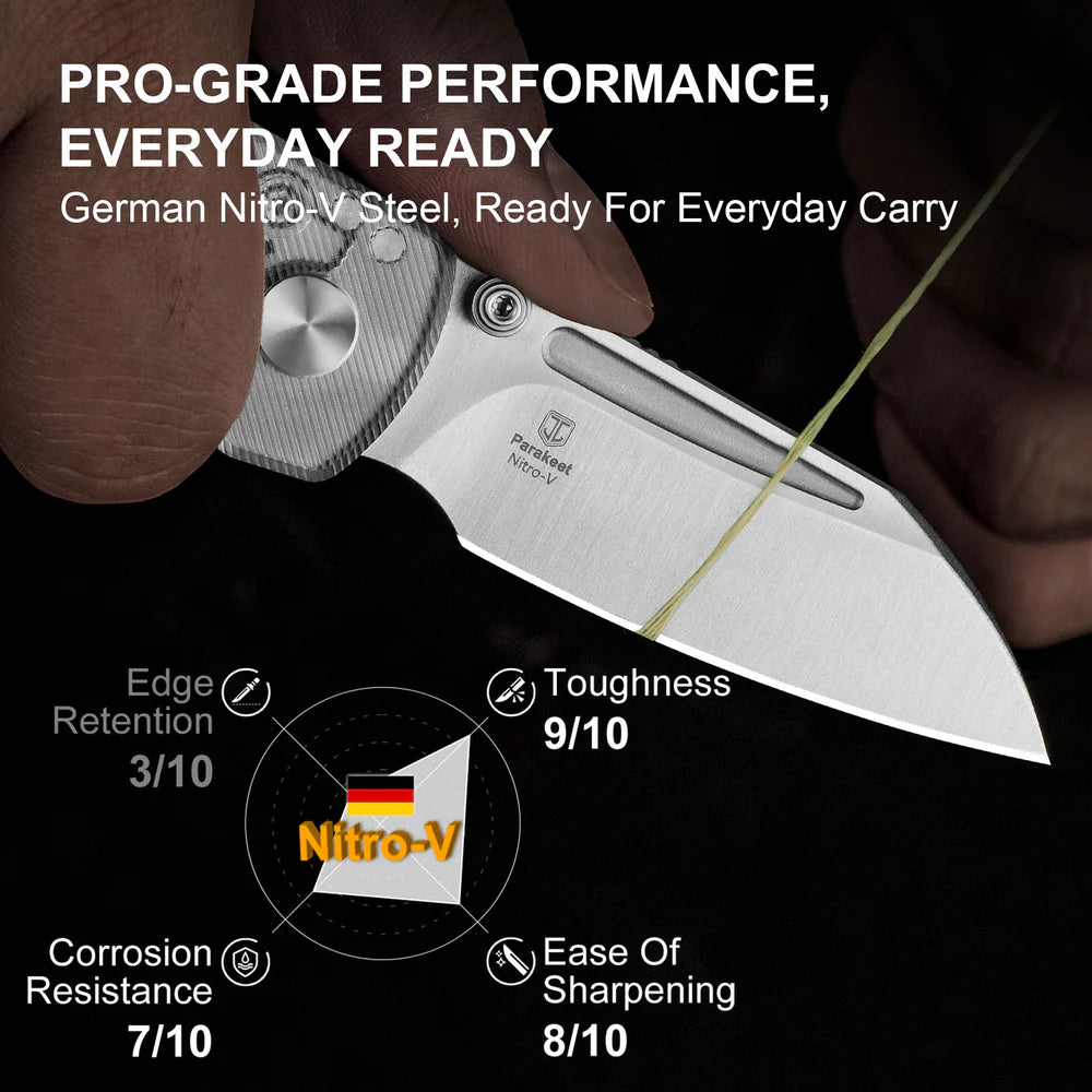 KIZER Parakeet Nitro-V Blade Acrylic Handle Button Liner Lock 2.46"