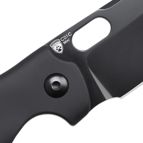 KIZER C01C Mini 154cm Blade Aluminum Black & Button Lock 2.61