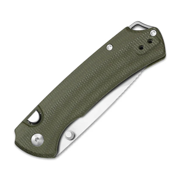 KIZER T1 BD Satin Nitro-V Green Micarta 3.20"
