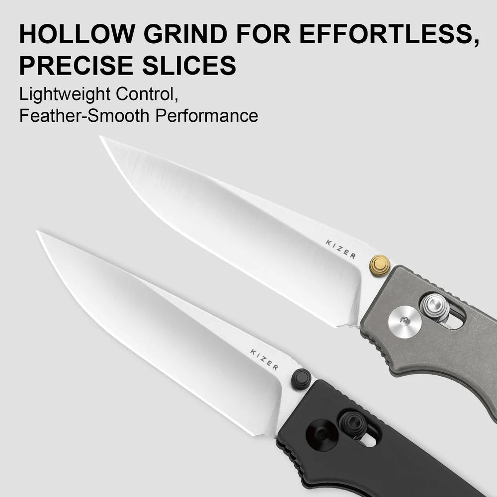 KIZER Original 2 14C28N Blade Satin Aluminum Clutch Lock 3.17"