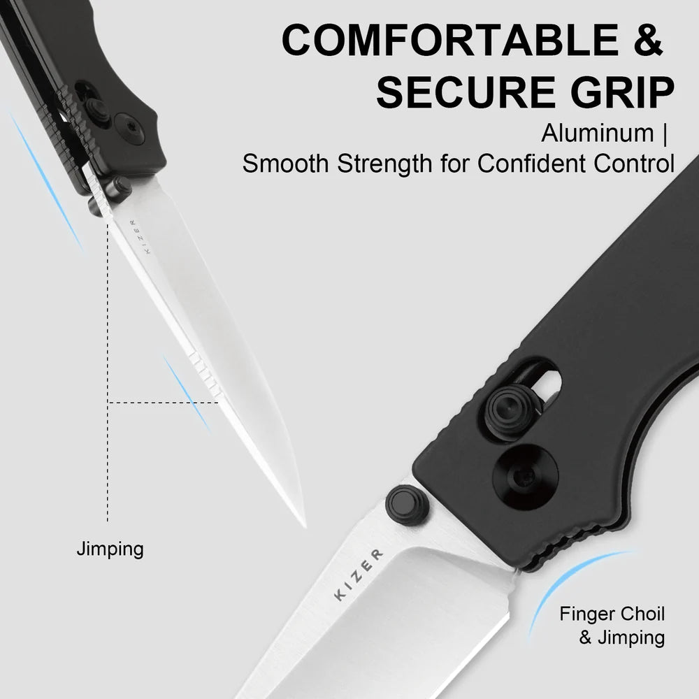 KIZER Original 2 14C28N Blade Satin Aluminum Clutch Lock 3.17"