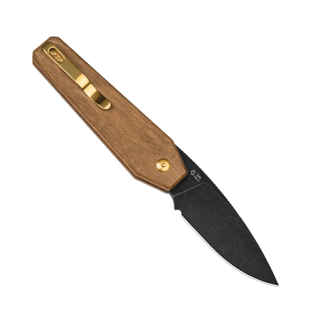 KIZER Tomb Nitro-V Blade Mkuruti Wood Handle Button Lock 3.21"