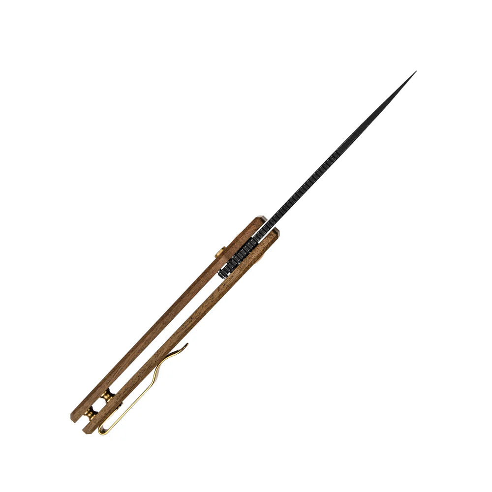 KIZER Tomb Nitro-V Blade Mkuruti Wood Handle Button Lock 3.21"