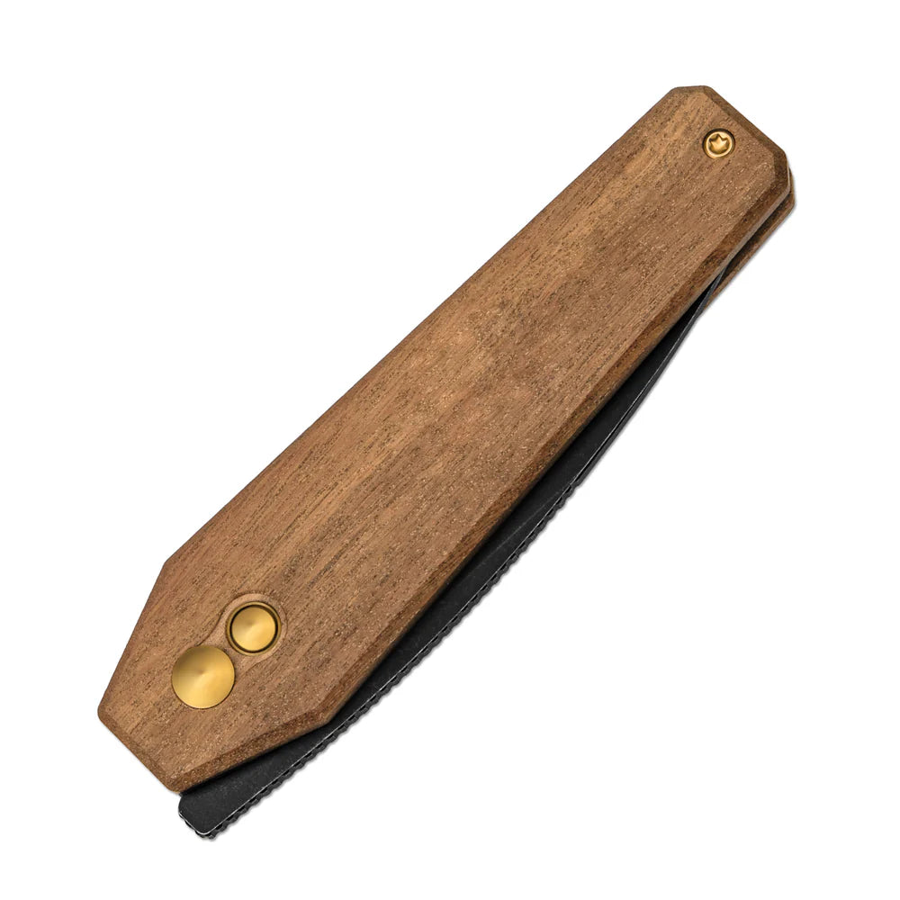 KIZER Tomb Nitro-V Blade Mkuruti Wood Handle Button Lock 3.21"
