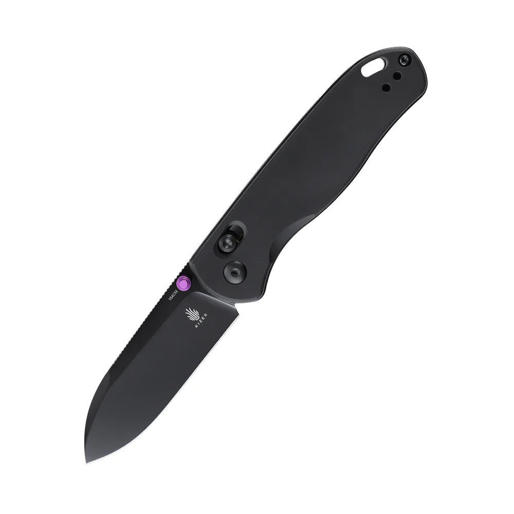 KIZER Drop Bear 154cm Blade Aluminum BK & Steel Liner 2.97"