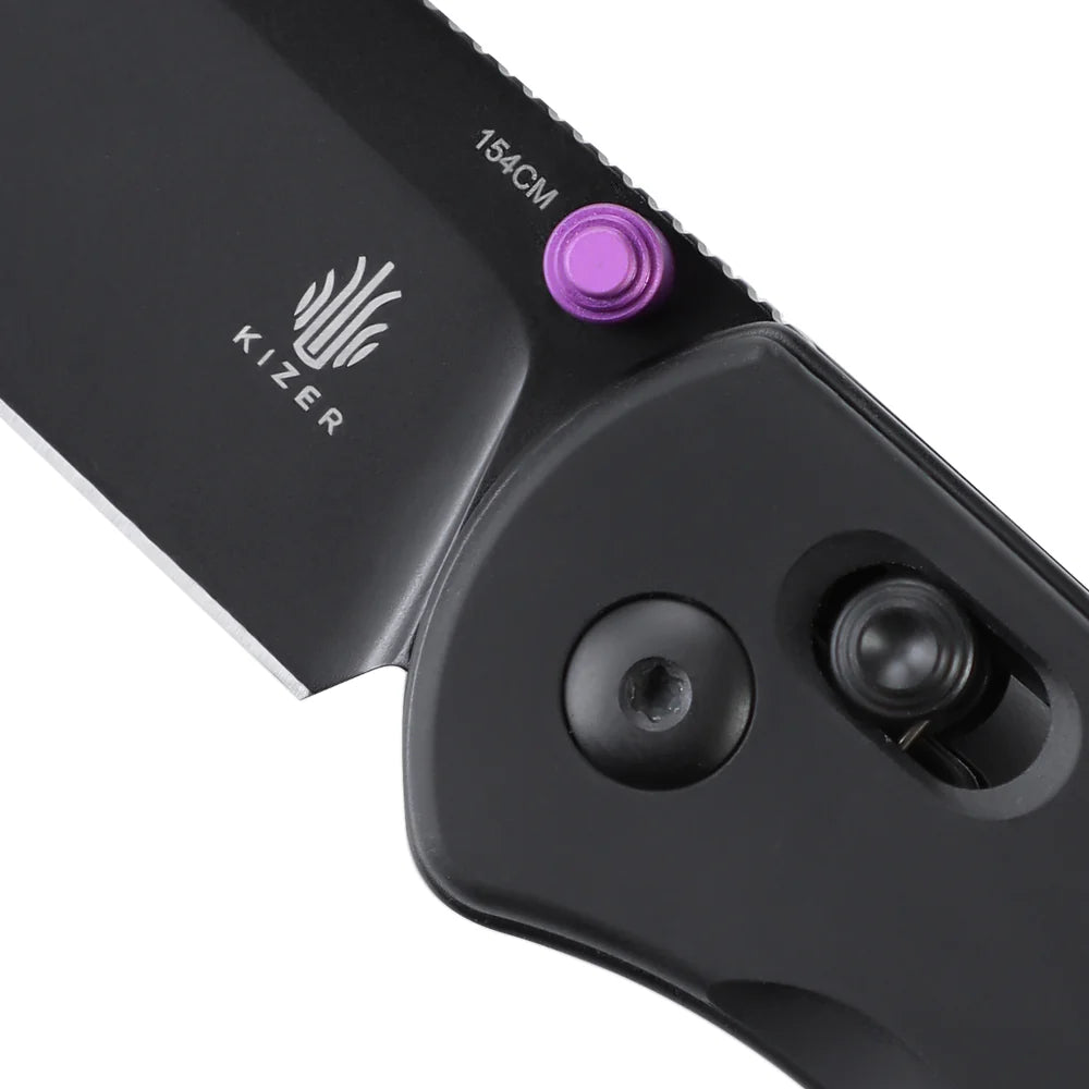 KIZER Drop Bear 154cm Blade Aluminum BK & Steel Liner 2.97"