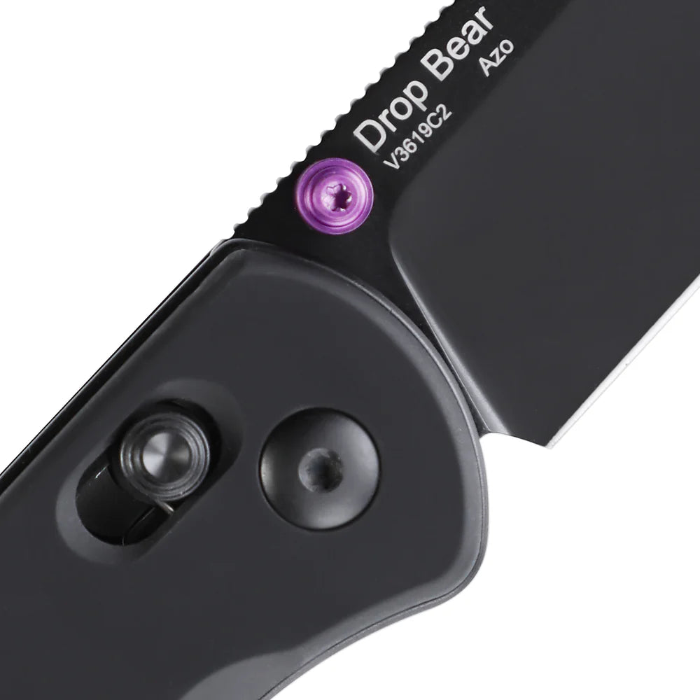 KIZER Drop Bear 154cm Blade Aluminum BK & Steel Liner 2.97"