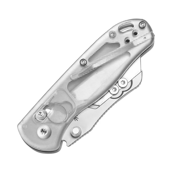 KIZER Drop Bear SS Blade Clear Acrylic Utility Clutch Lock 2.70"