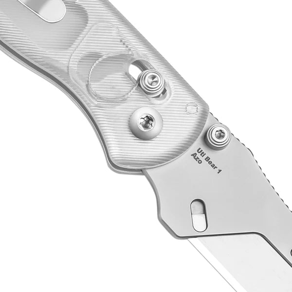 KIZER Drop Bear SS Blade Clear Acrylic Utility Clutch Lock 2.70"