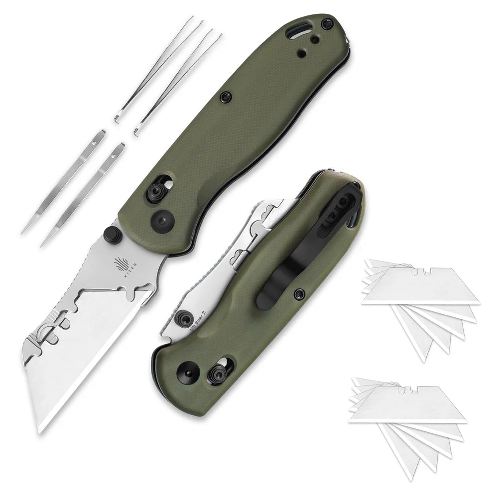KIZER UTI Bear 2 SK5 & 5CR15 Blade G10 Handle Clutch Lock 2.74"