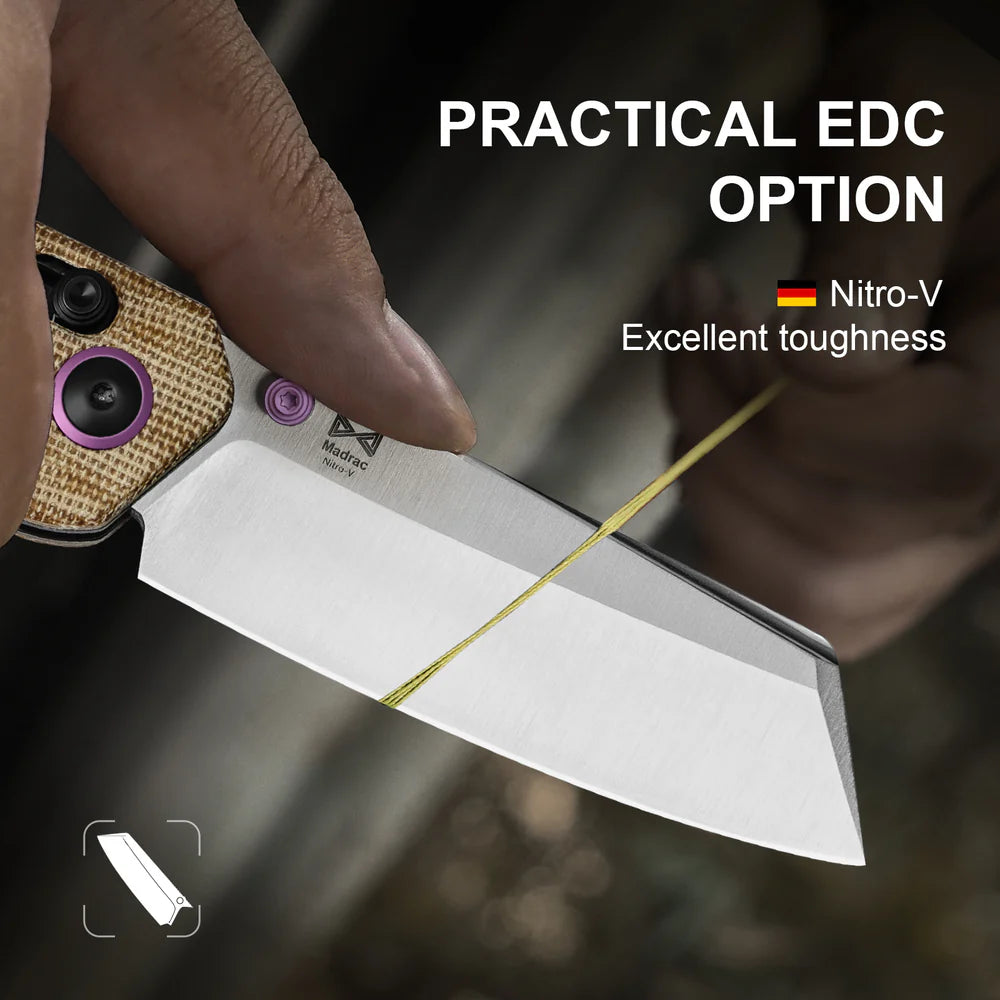KIZER Madrac Nitro-V Blade Micarta Handle Clutch Lock 3.1"