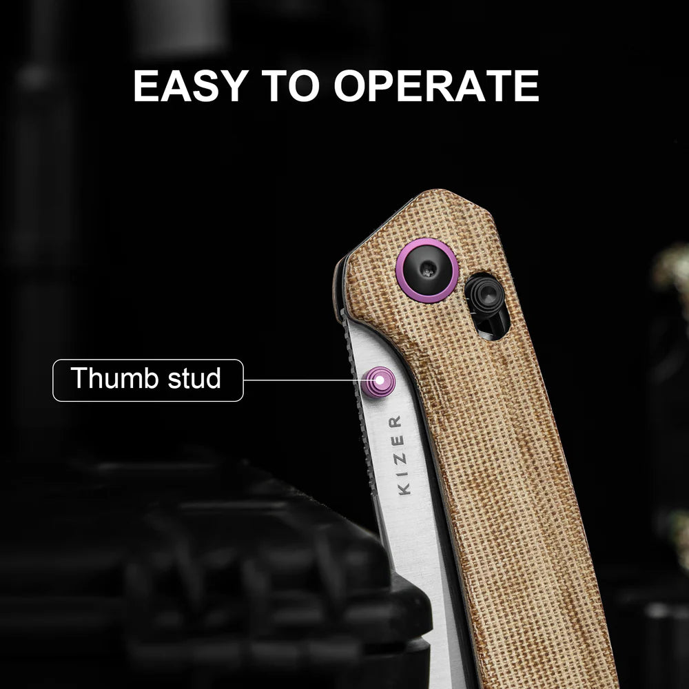 KIZER Madrac Nitro-V Blade Micarta Handle Clutch Lock 3.1"