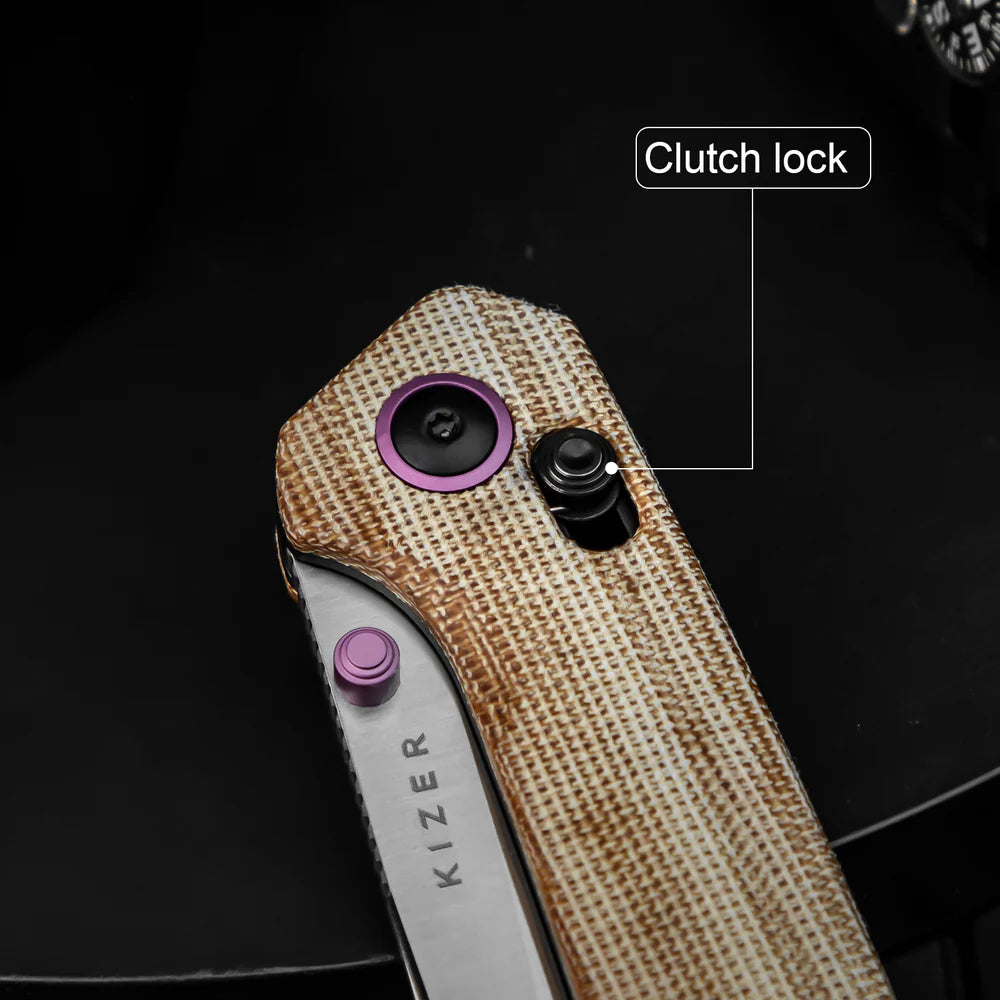 KIZER Madrac Nitro-V Blade Micarta Handle Clutch Lock 3.1"