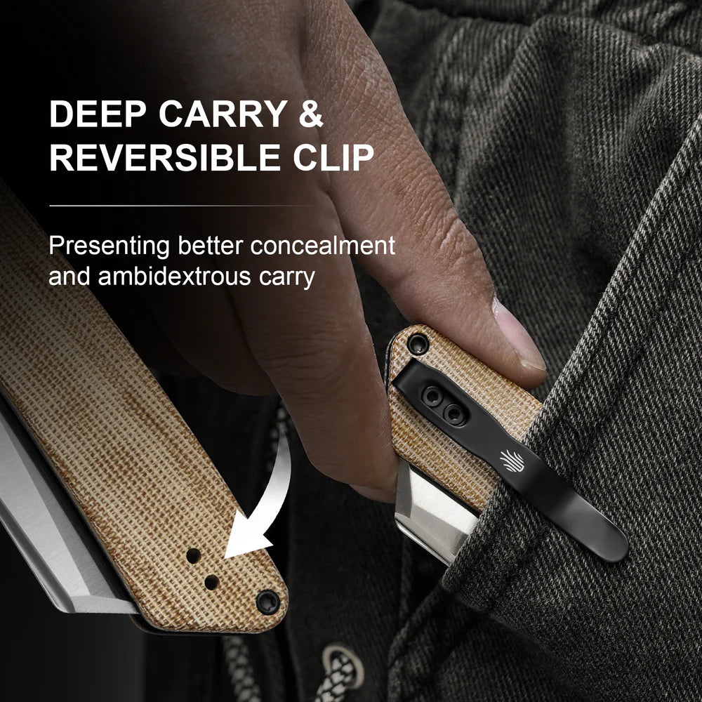 KIZER Madrac Nitro-V Blade Micarta Handle Clutch Lock 3.1"