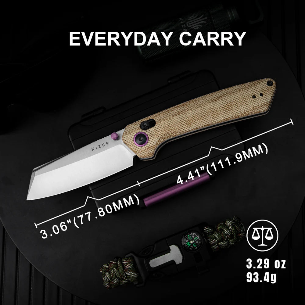 KIZER Madrac Nitro-V Blade Micarta Handle Clutch Lock 3.1"