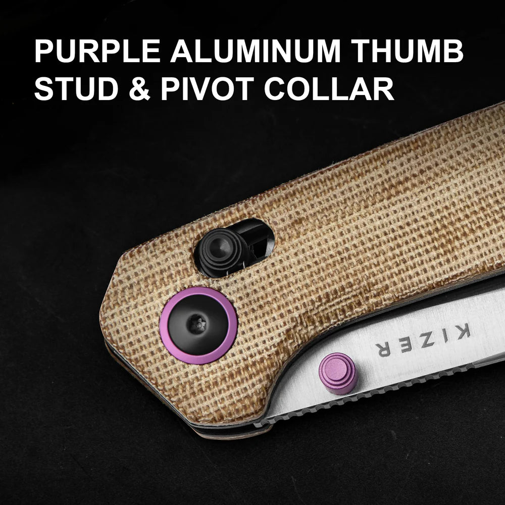 KIZER Madrac Nitro-V Blade Micarta Handle Clutch Lock 3.1"