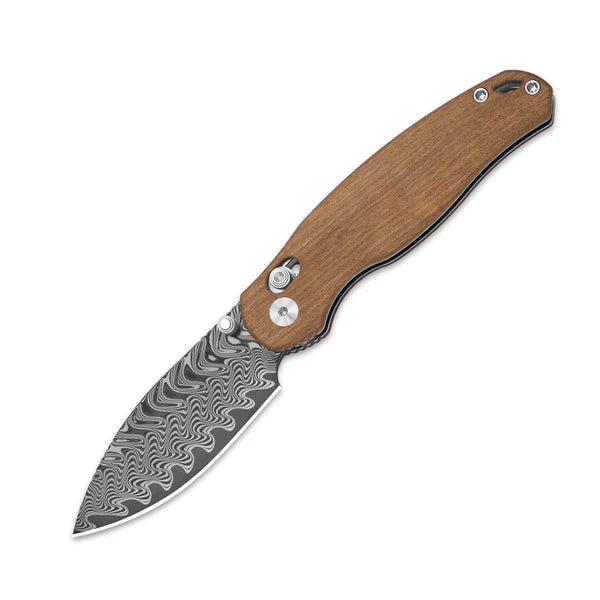 KIZER PHOCA CD Damascus Blade MKURUTI Wood Clutch Lock 2.95"
