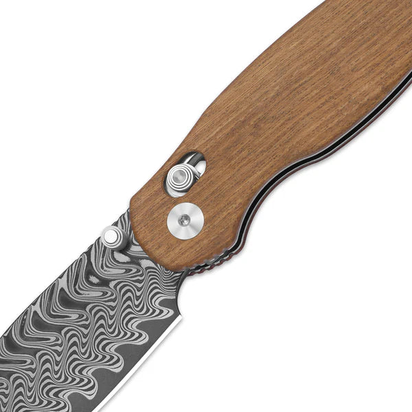 KIZER PHOCA CD Damascus Blade MKURUTI Wood Clutch Lock 2.95"