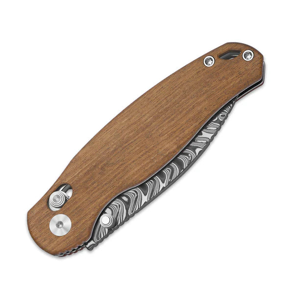 KIZER PHOCA CD Damascus Blade MKURUTI Wood Clutch Lock 2.95"