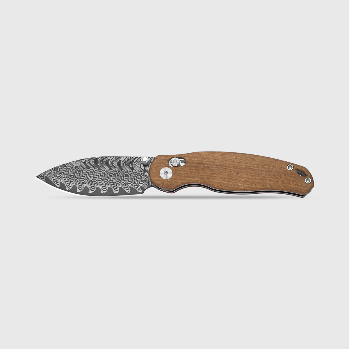 KIZER PHOCA CD Damascus Blade MKURUTI Wood Clutch Lock 2.95"