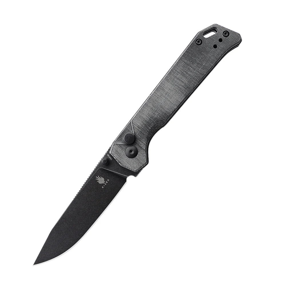 KIZER Begleiter 2.0 Black Stone Wash Micarta/Steel Liner 3.4"