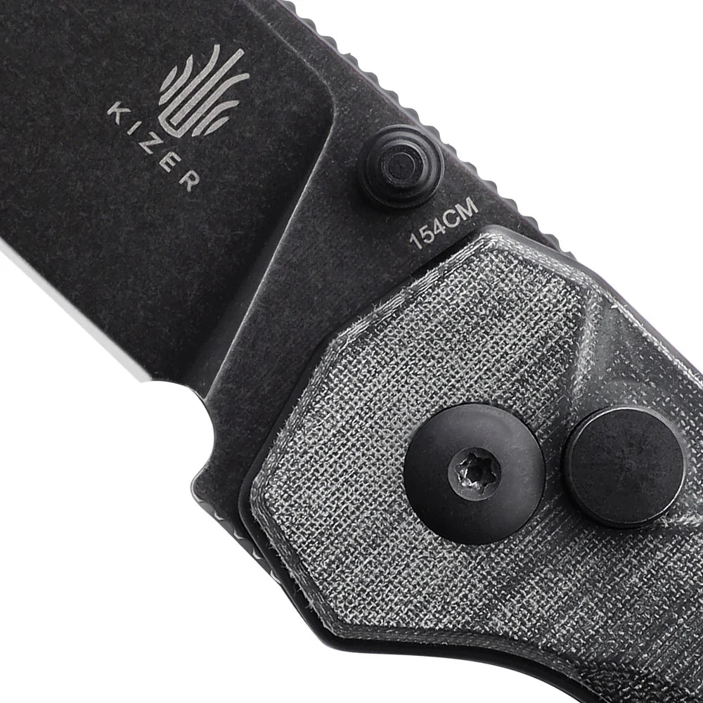 KIZER Begleiter 2.0 Black Stone Wash Micarta/Steel Liner 3.4"