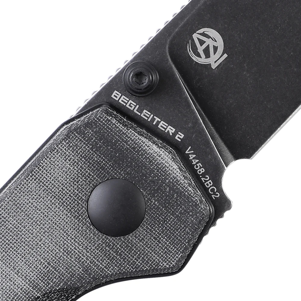 KIZER Begleiter 2.0 Black Stone Wash Micarta/Steel Liner 3.4"