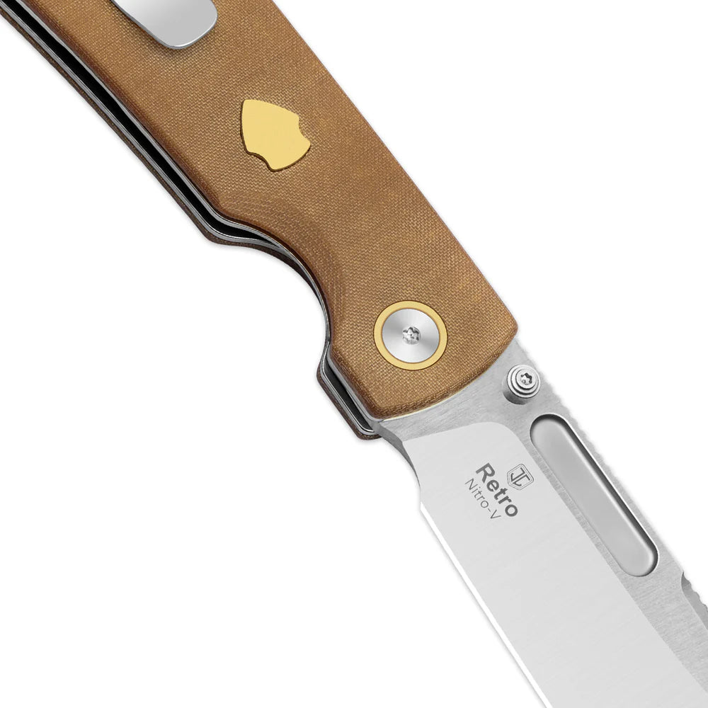 KIZER Retro Nitro-V Blade Micarta & Brass Handle Liner Lock 3.54"