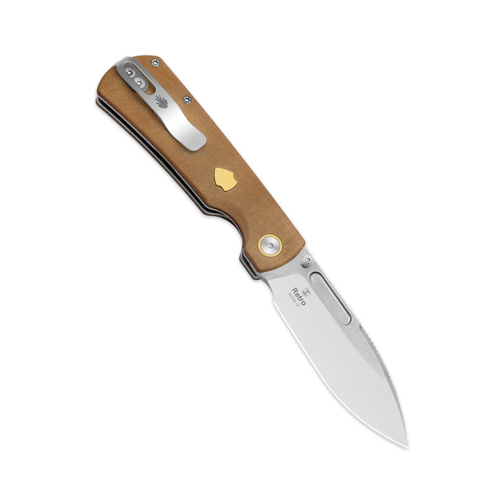 KIZER Retro Nitro-V Blade Micarta & Brass Handle Liner Lock 3.54"