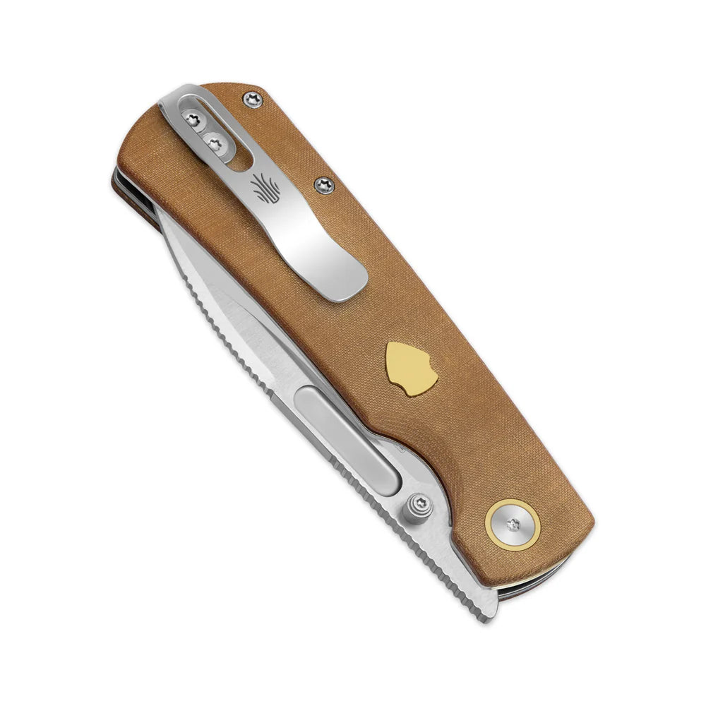 KIZER Retro Nitro-V Blade Micarta & Brass Handle Liner Lock 3.54"