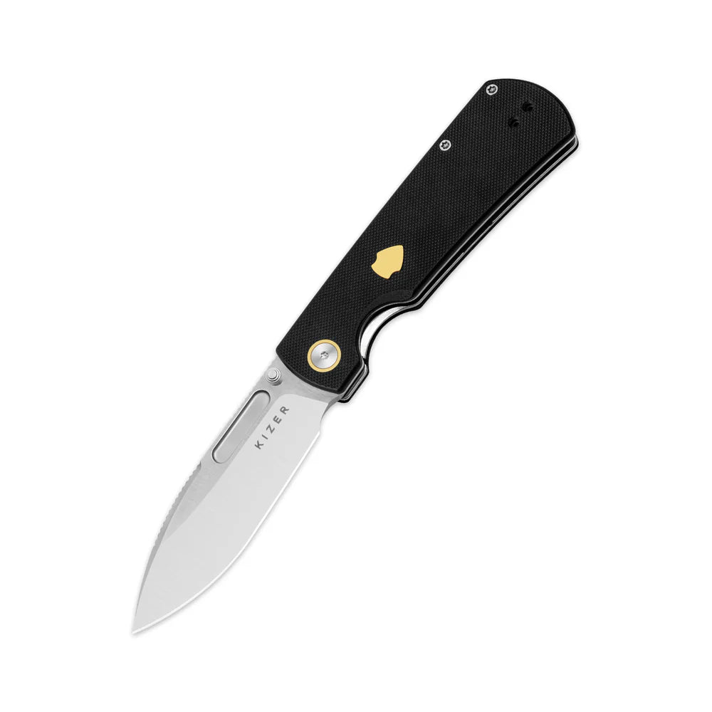 KIZER Retro Nitro-V Blade G10 & Brass Handle Liner Lock 3.54"
