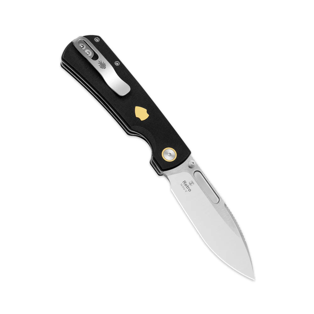 KIZER Retro Nitro-V Blade G10 & Brass Handle Liner Lock 3.54"