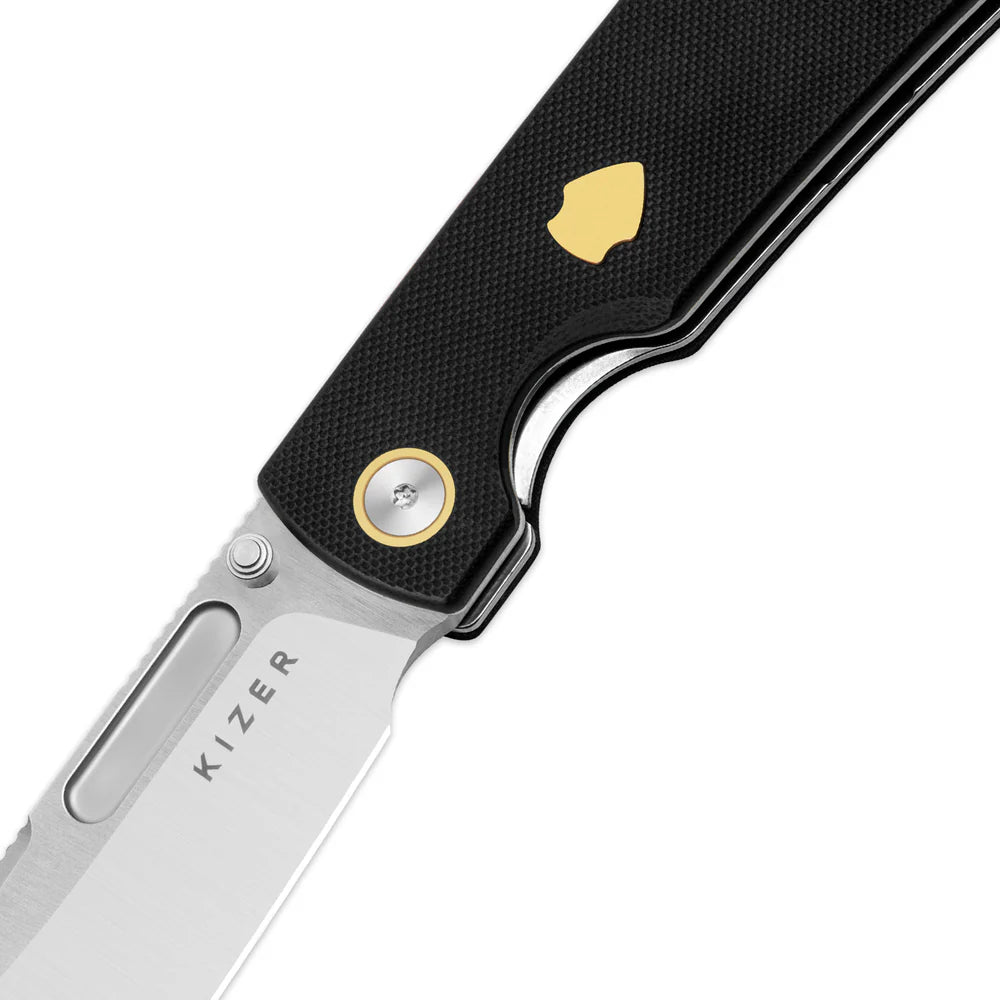 KIZER Retro Nitro-V Blade G10 & Brass Handle Liner Lock 3.54"
